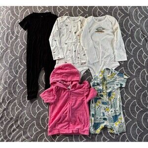 Baby One Piece Body Suit Short Sleeve Multicolor Bundle 5pc Sz 12M-4T